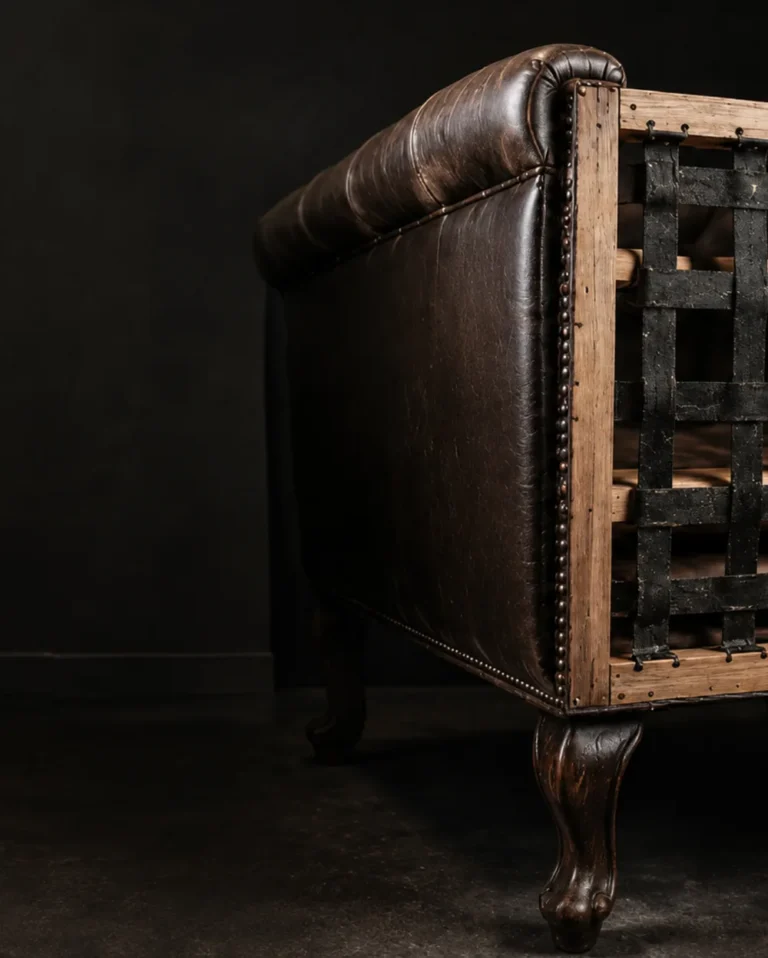 Inside a leather sofa job: down to bare wood