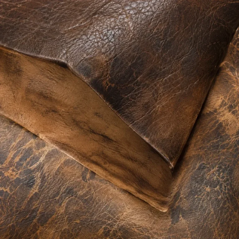 Distressed leather for a sofa