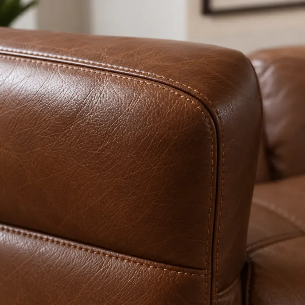 Leather sofa arm top