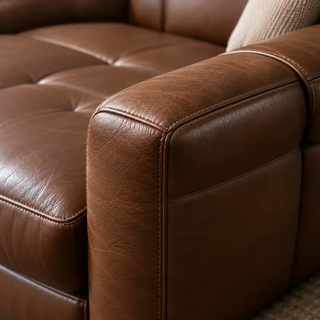 Leather sofa outside arm