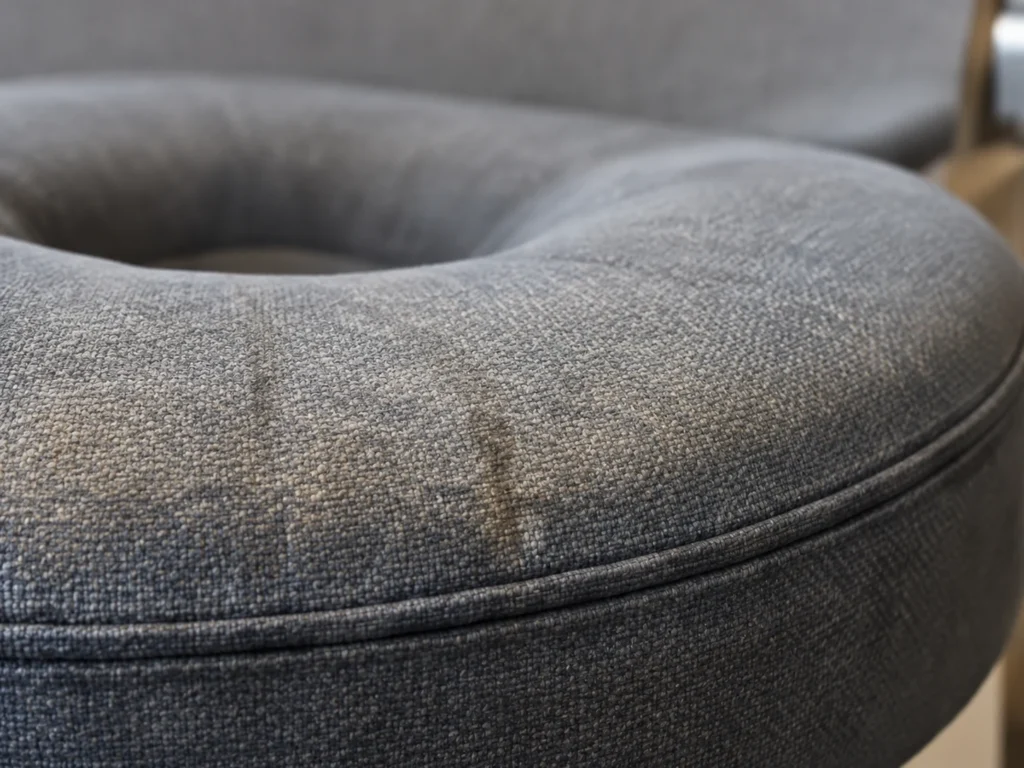 Soiled front edge on a reception chair