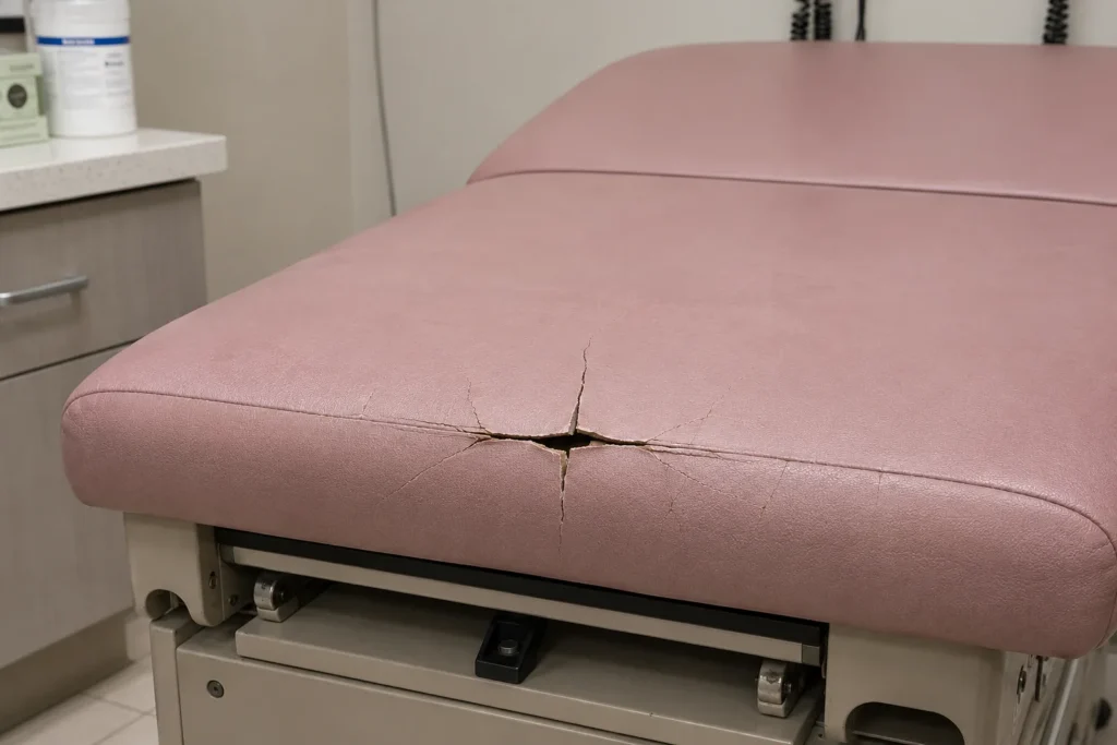 Long split on an exam table top