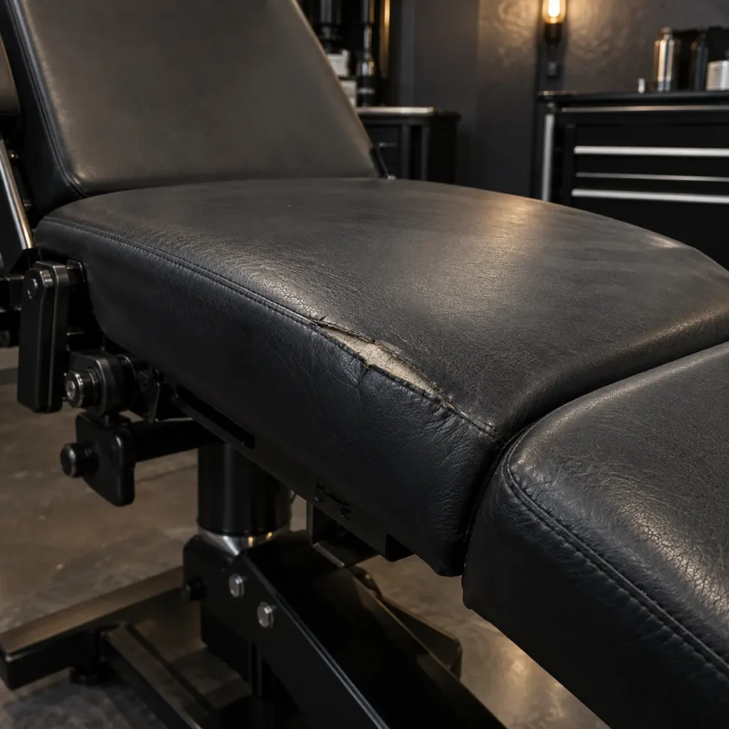 Split seat on a tattoo chair