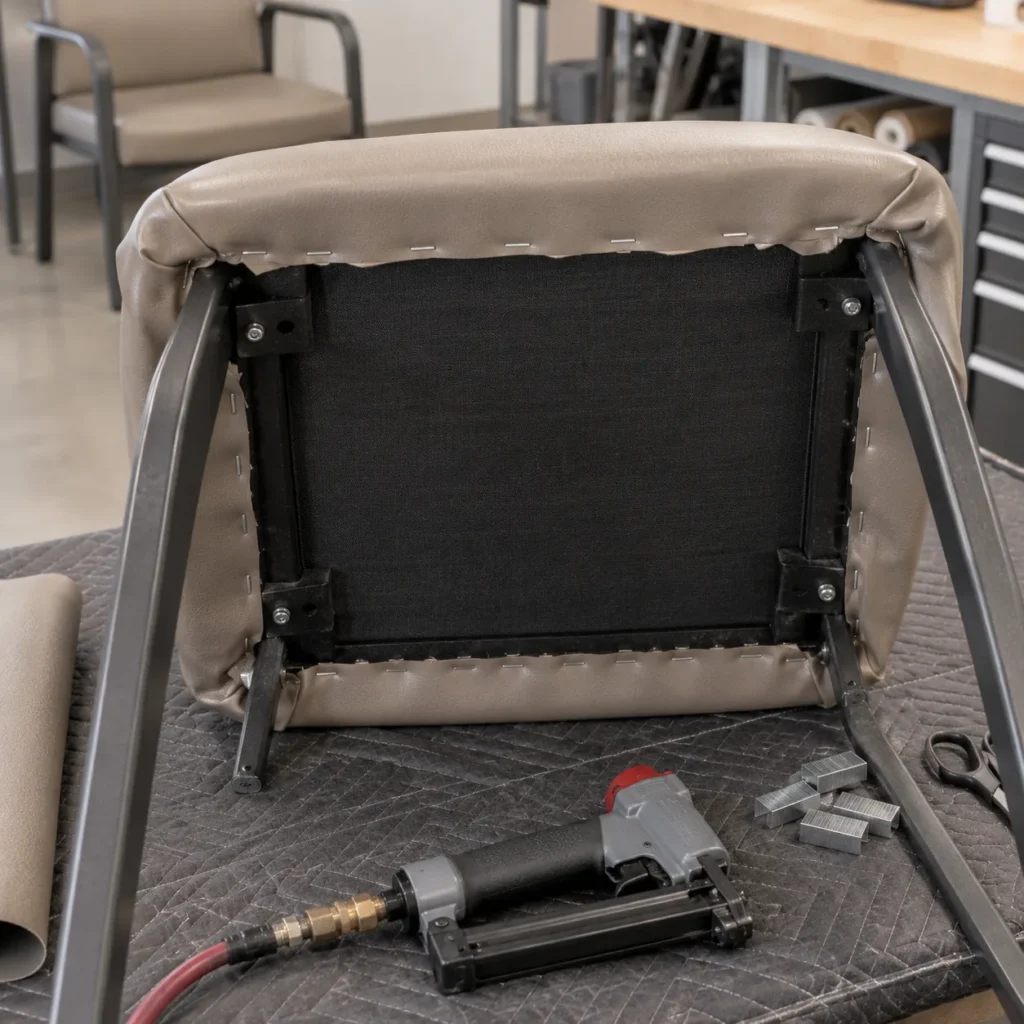 Staple stage for a clinic lobby chair