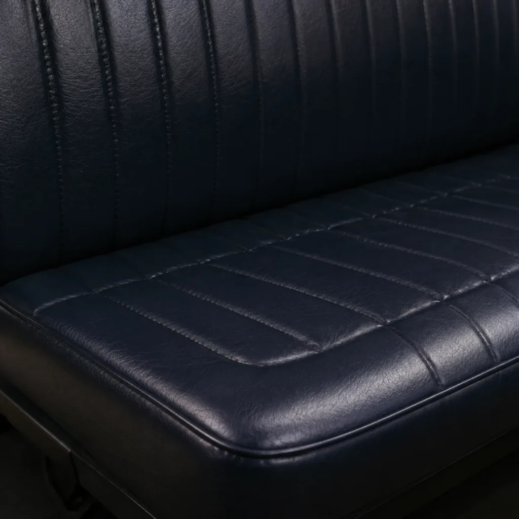 A vinyl seat during restoration