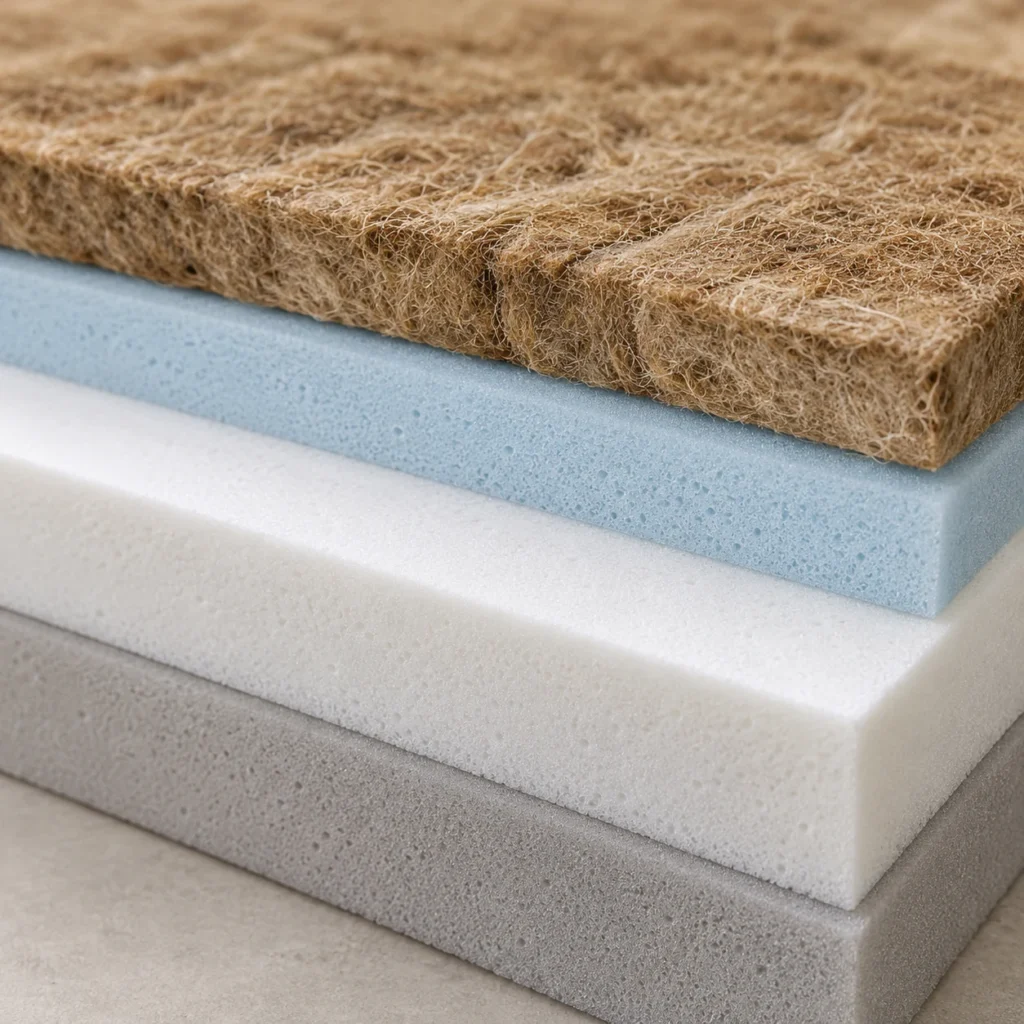 Layers of foam and fiber for rebuilding a sectional cushion