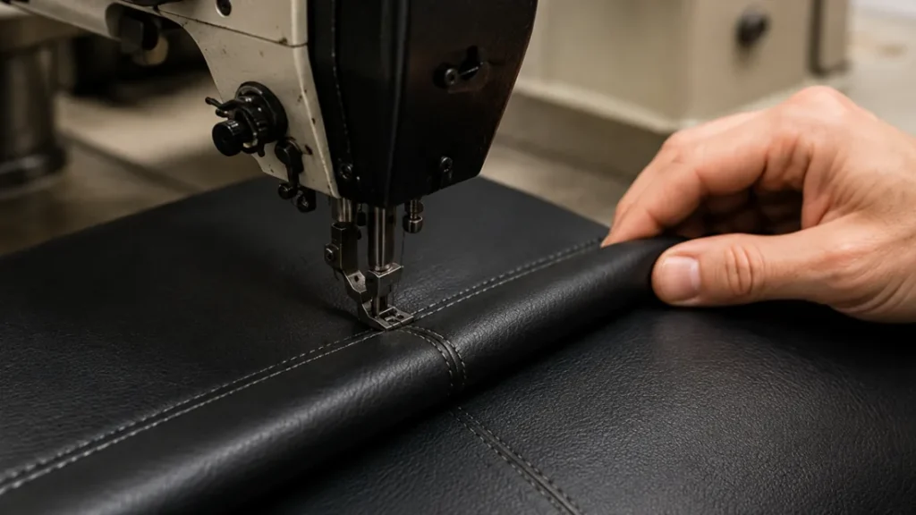 Seams sewn (upholstery process)