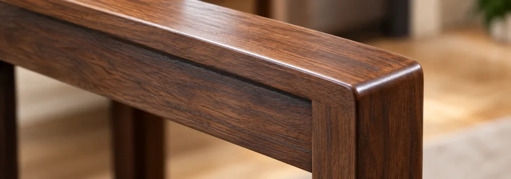 A furniture edge during a wood touch-up