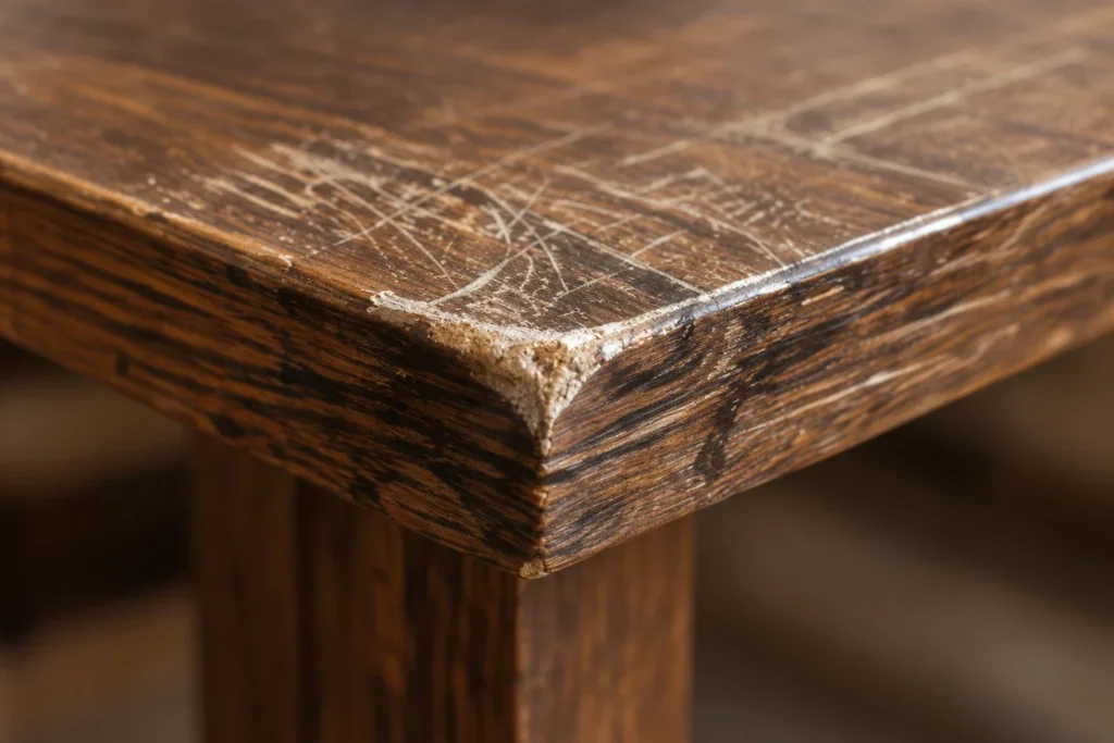 Furniture with a solid wood surface