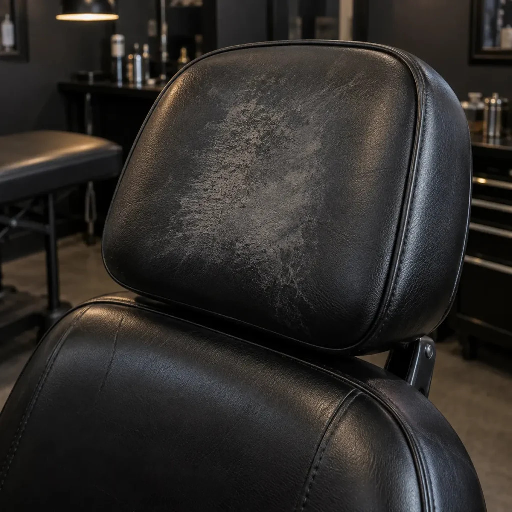 Headrest worn on a tattoo chair